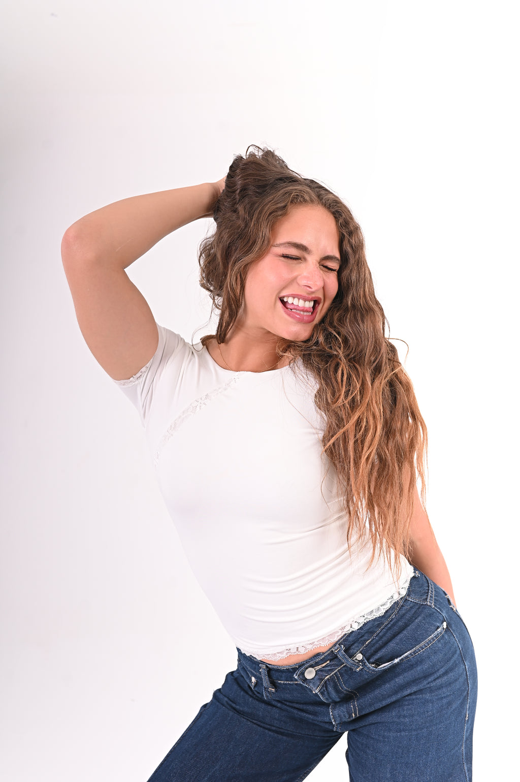 Lace Line Basic top short Sleeve