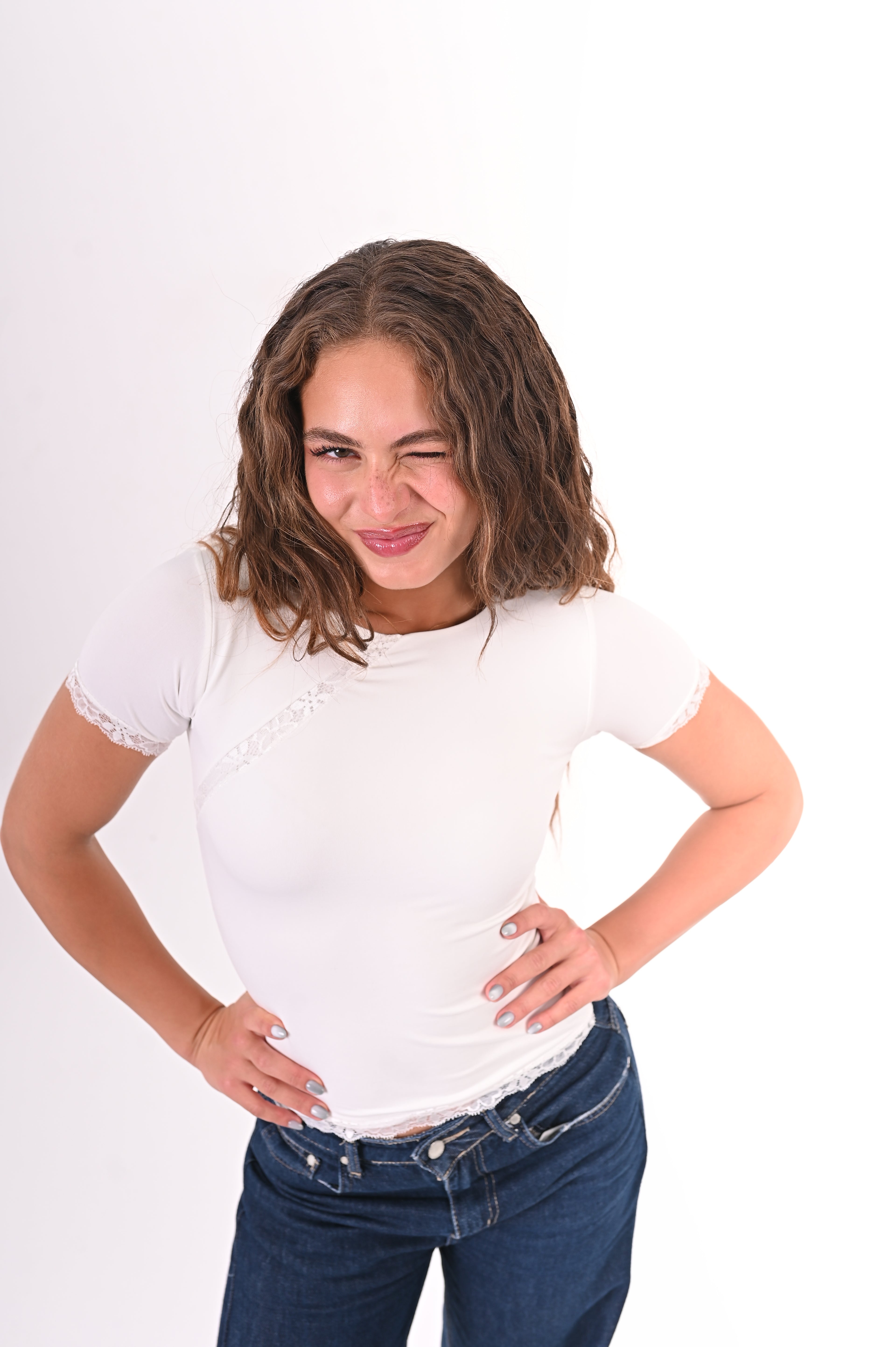 Lace Line Basic top short Sleeve