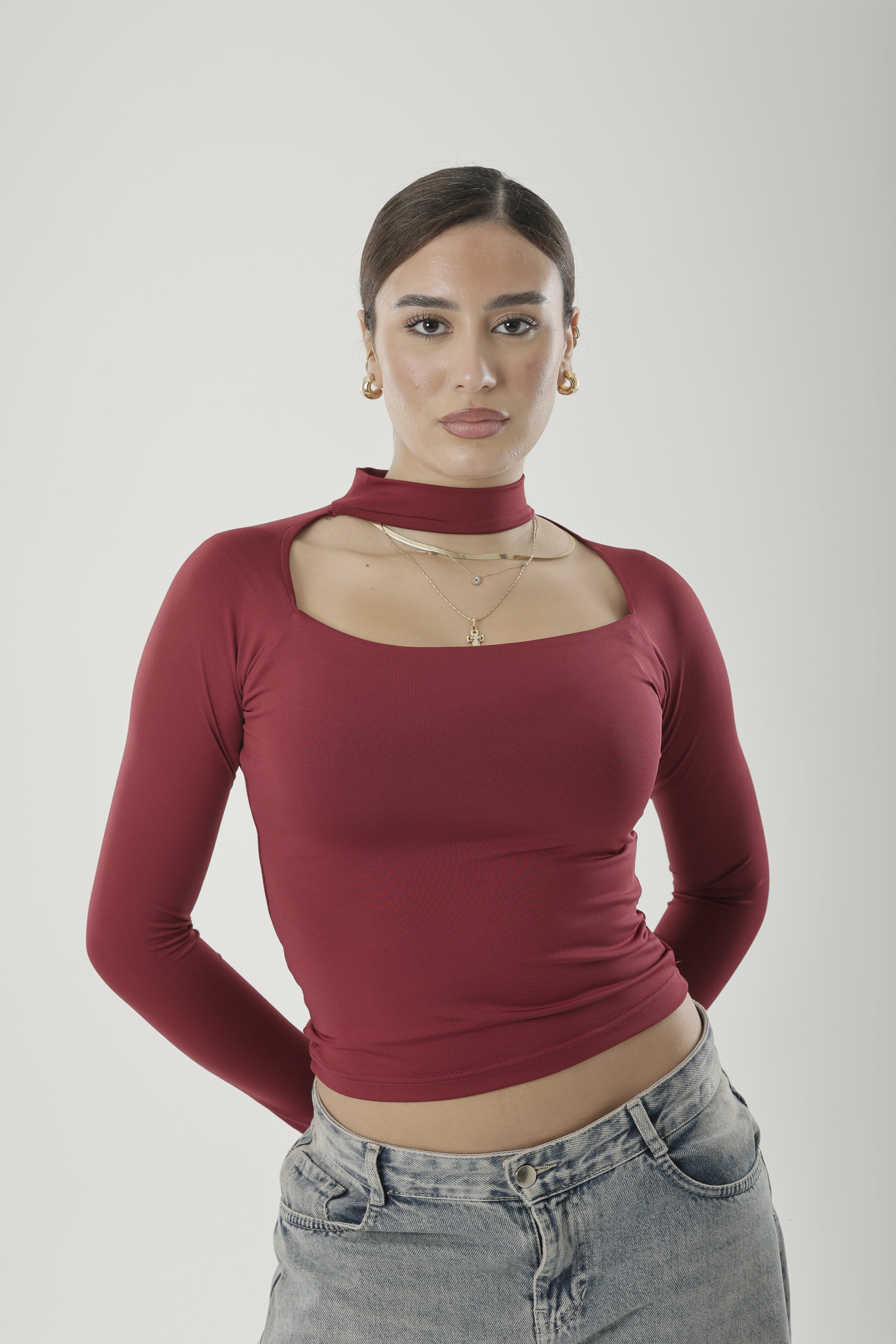 Square Neck Basic Long Sleeve