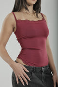 Strap Lace Bodysuit Burgundy