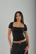 Soft Girl Lace Basic Top Black