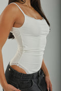 Strap Lace Bodysuit White