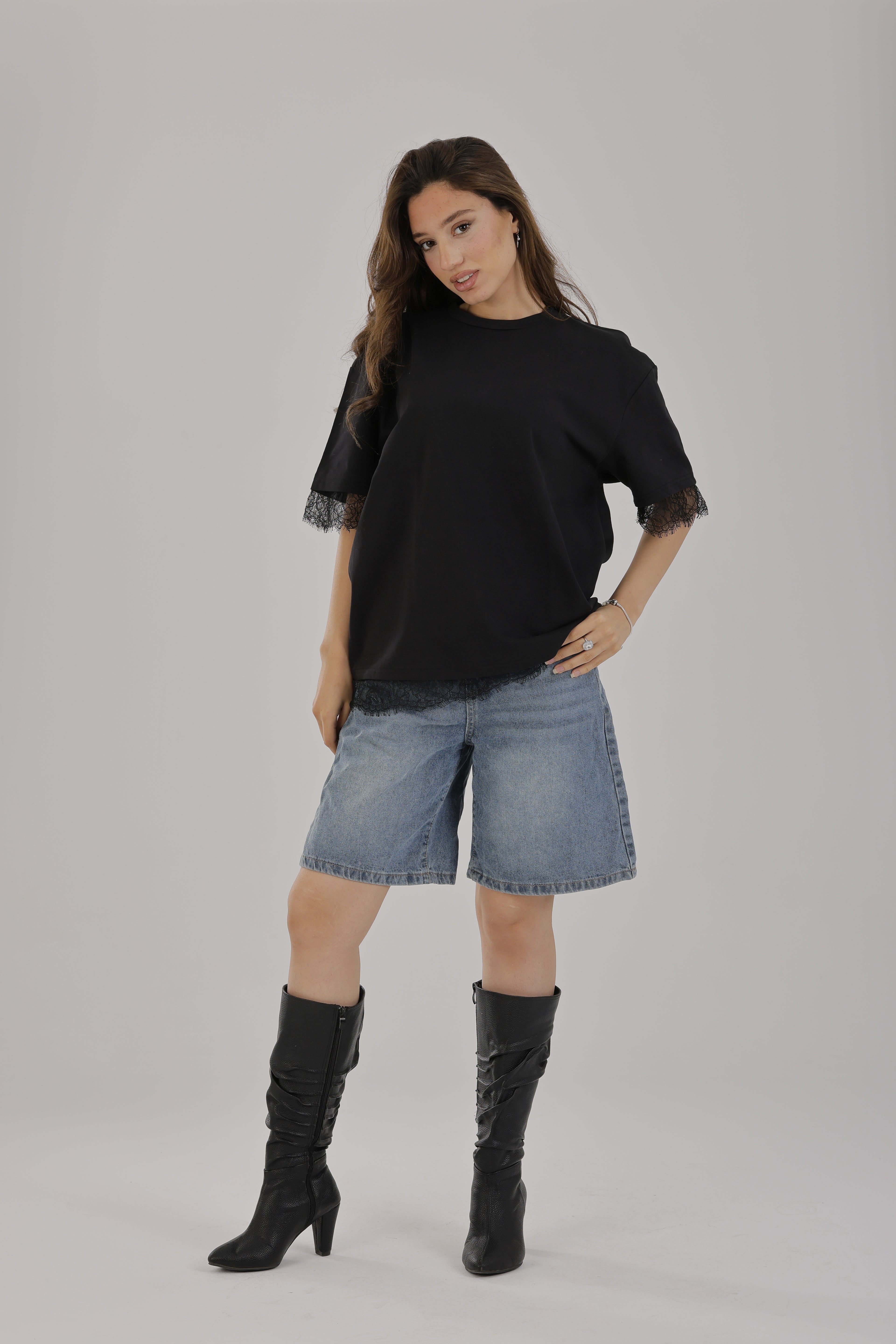 Lace T-shirt Black