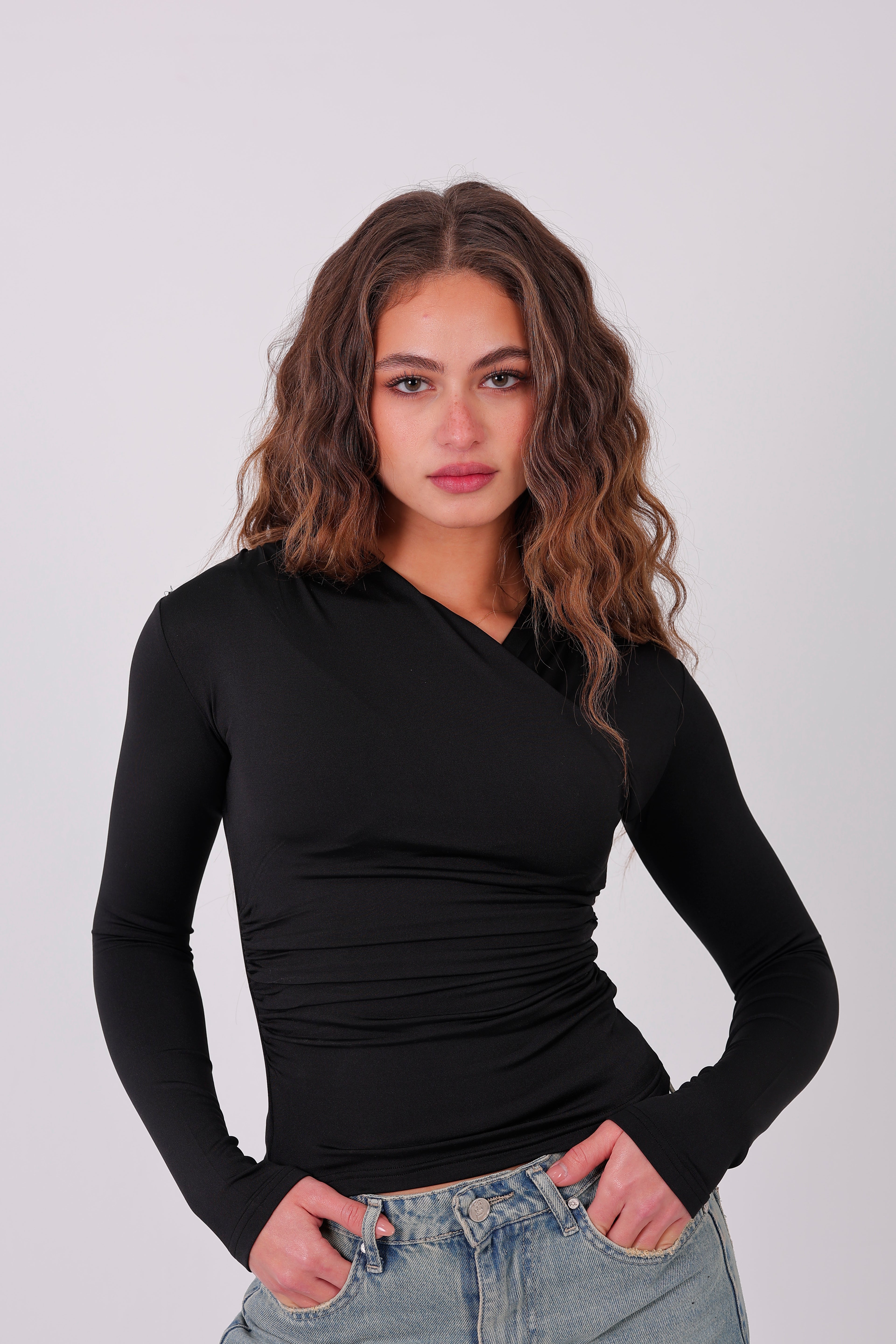 Cross-Over Coller Basic Long Sleeve Black