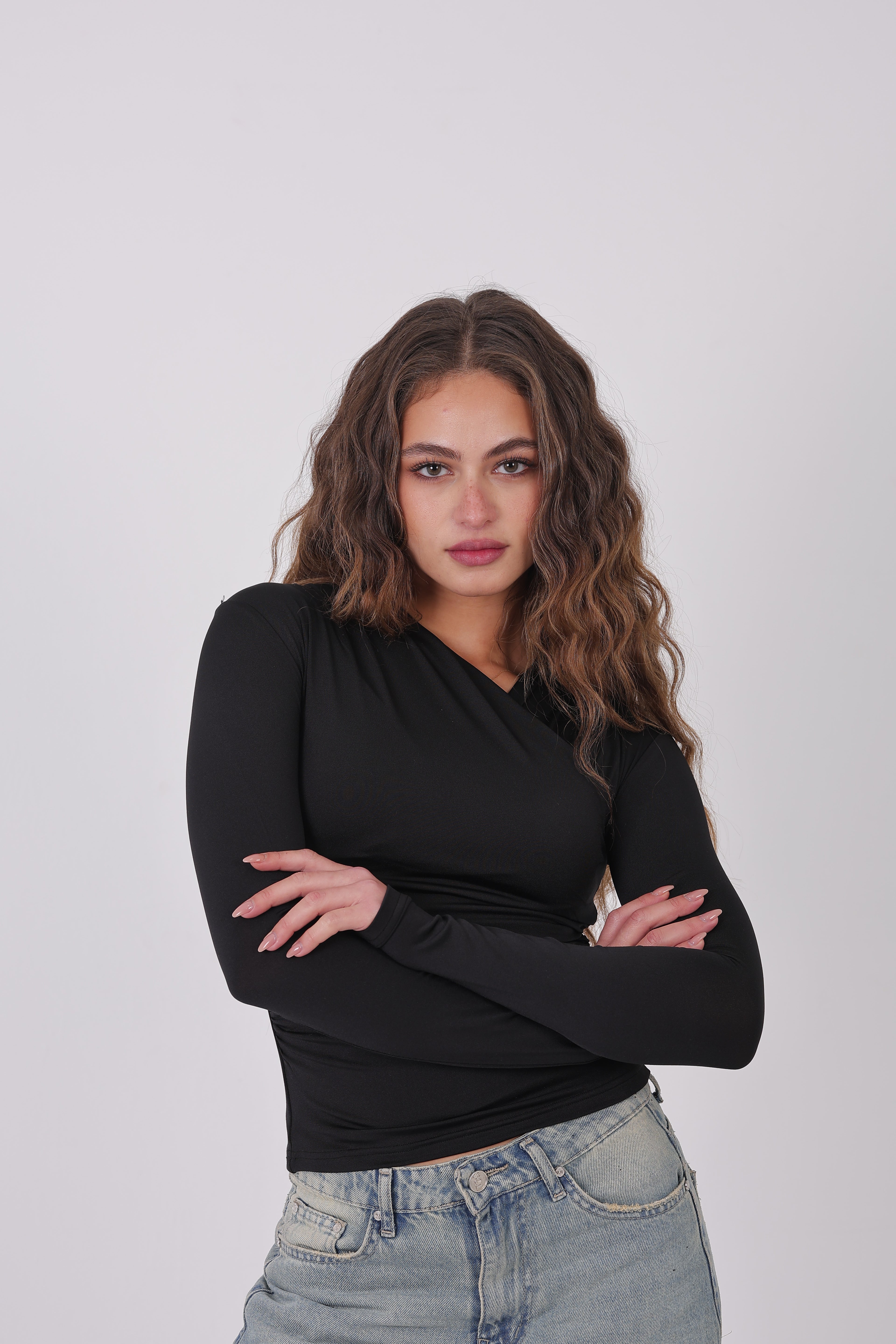 Cross-Over Coller Basic Long Sleeve Black