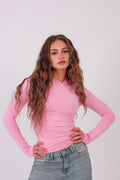 Cross-Over Coller Basic Long Sleeve Pink
