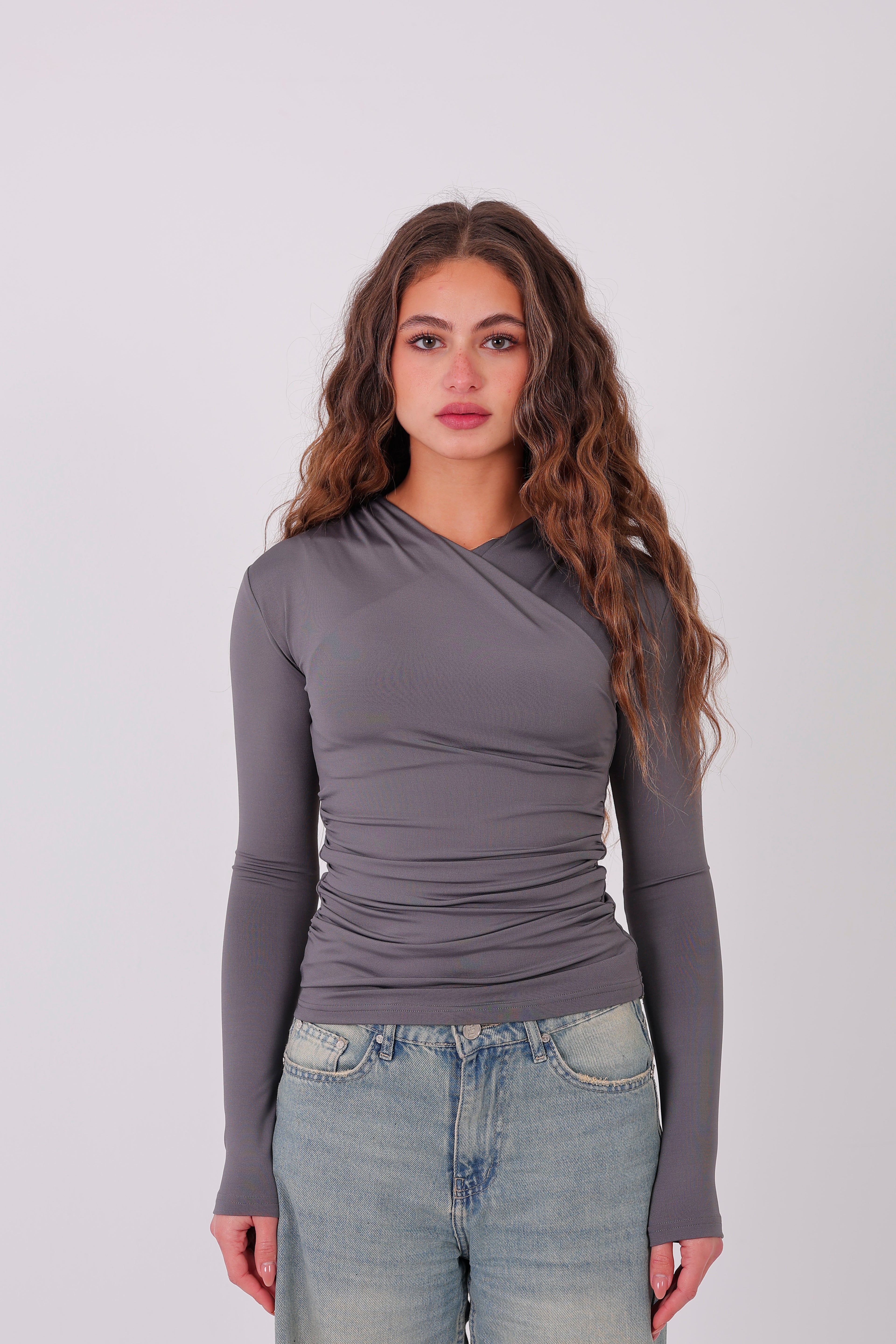 Cross-Over Coller Basic Long Sleeve Gray