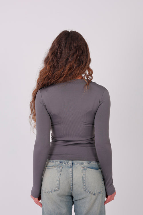 Cross-Over Coller Basic Long Sleeve Gray
