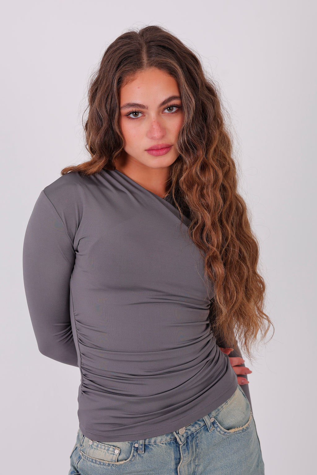 Cross-Over Coller Basic Long Sleeve Gray