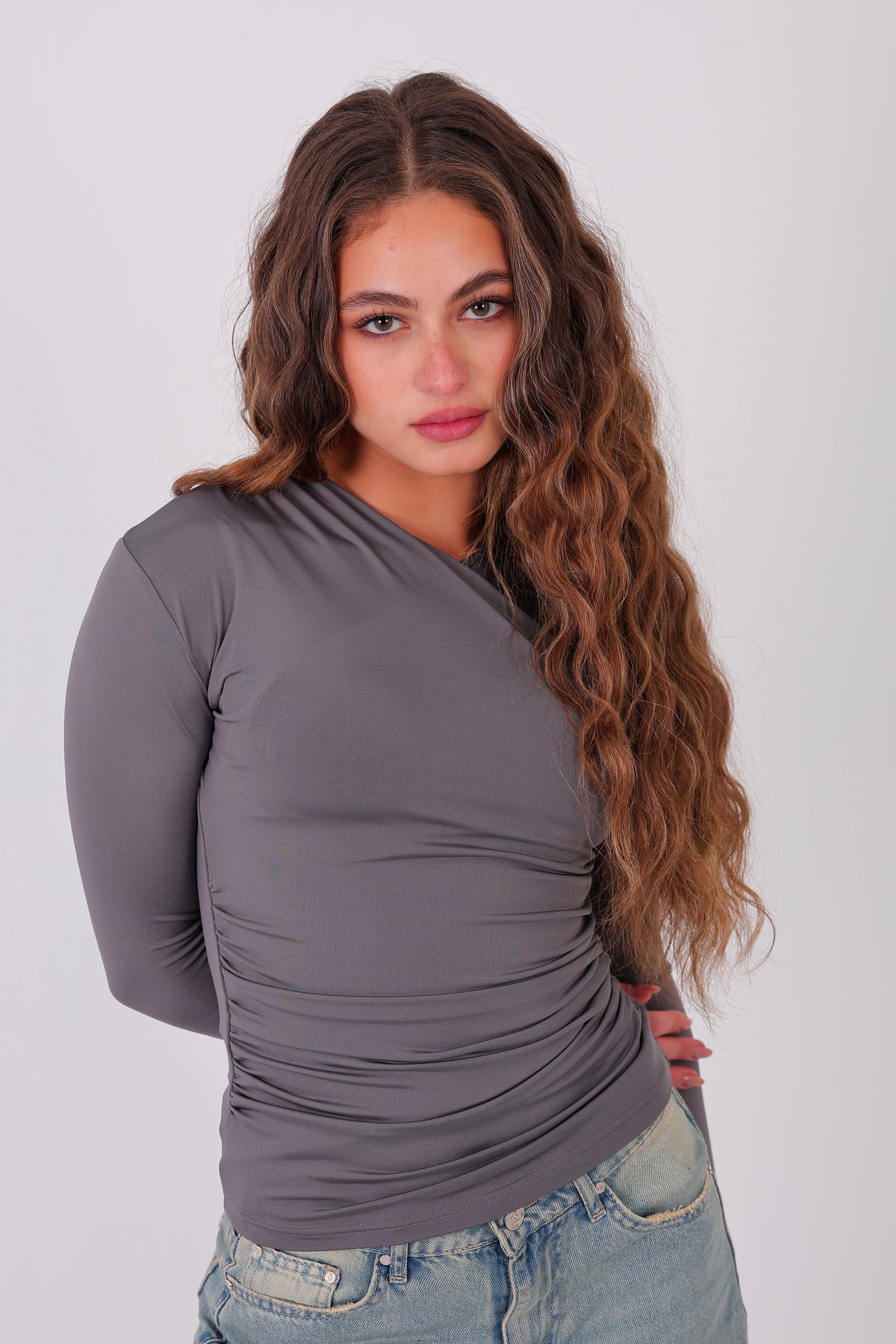 Cross-Over Coller Basic Long Sleeve Gray