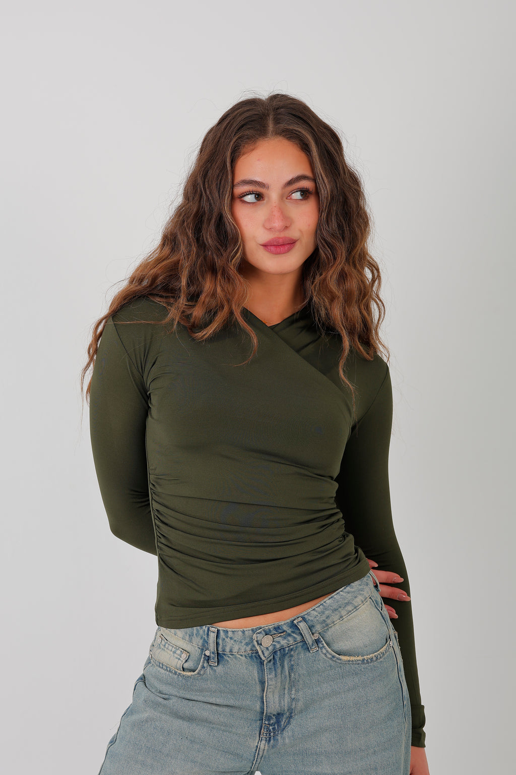 Cross-Over Coller Basic Long Sleeve Olive