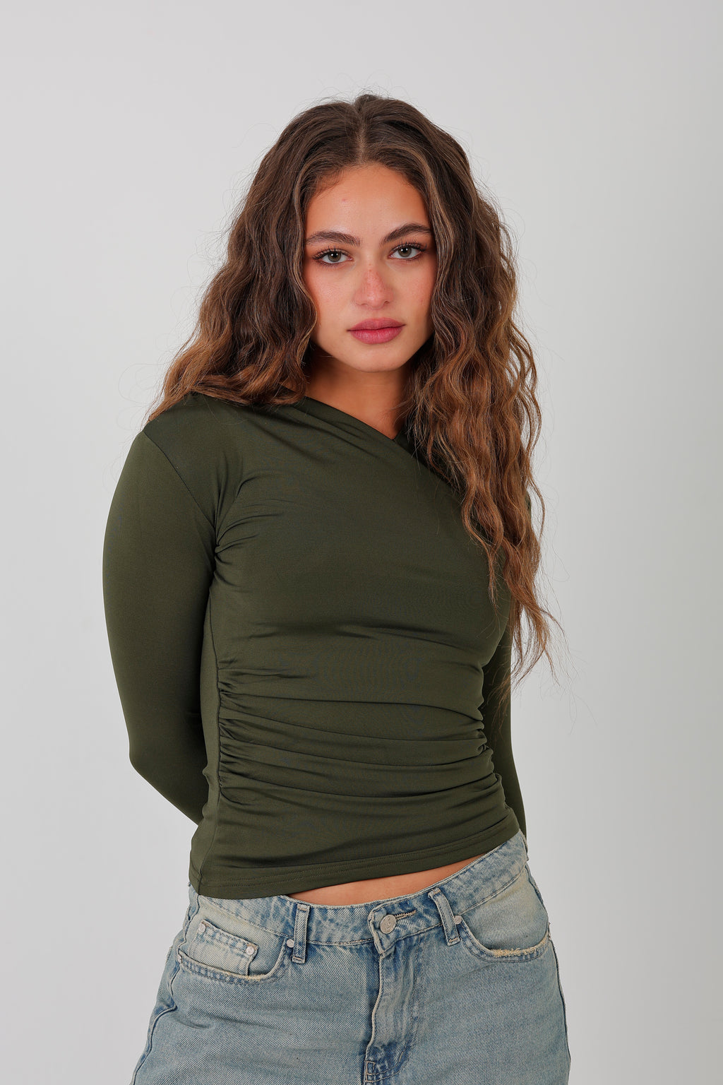 Cross-Over Coller Basic Long Sleeve Olive