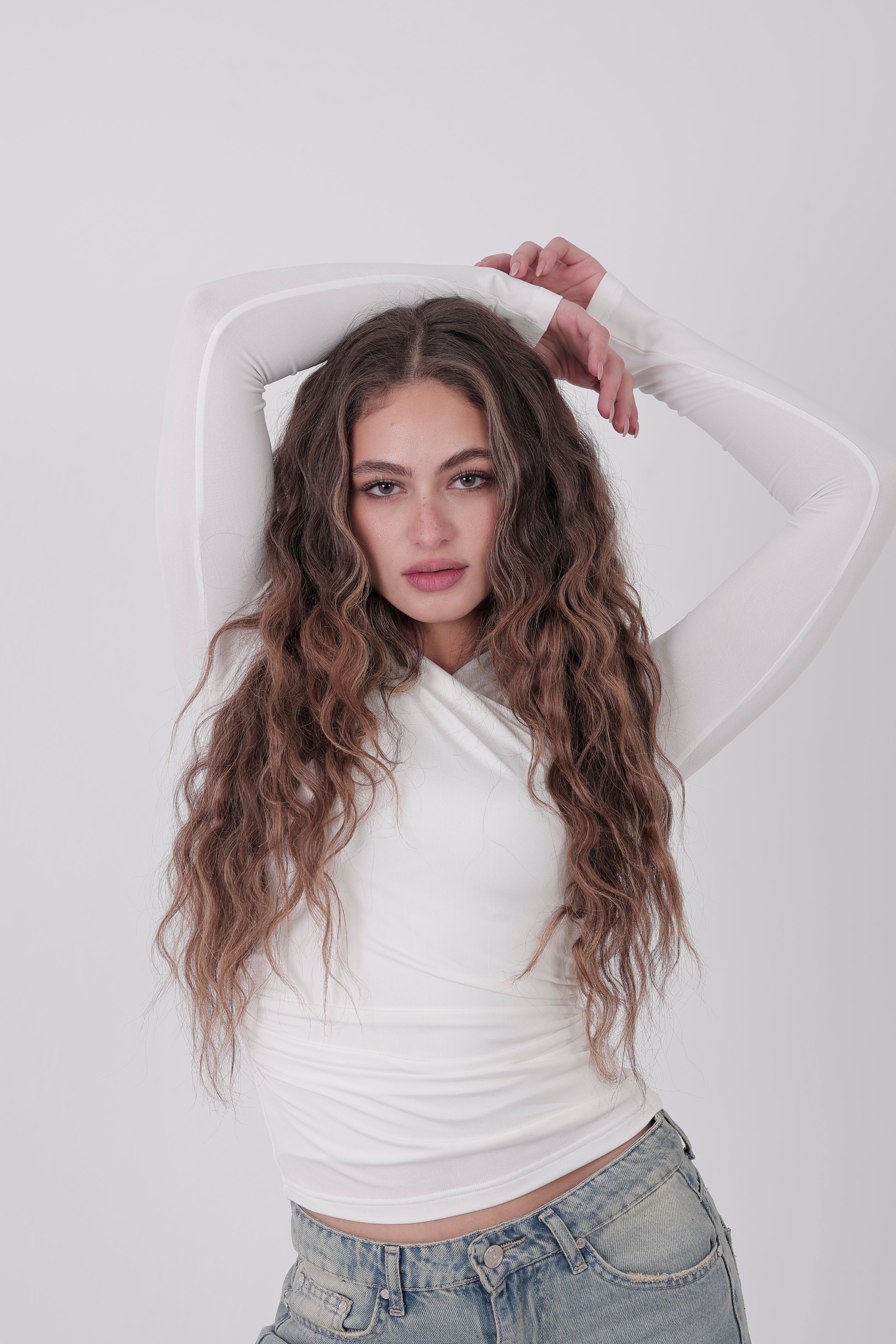 Cross-Over Coller Basic Long Sleeve White